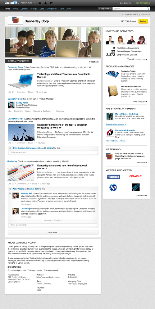 Linked IN Company Page Example