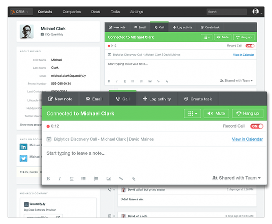 HubSpot CRM capture notes