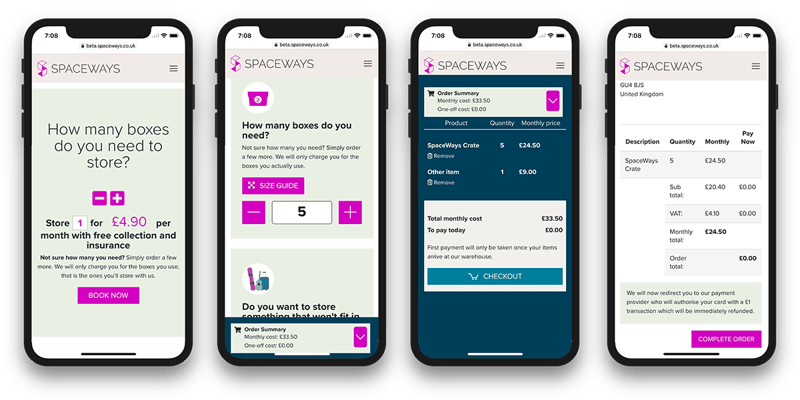 Spaceways Mobile ecommerce website