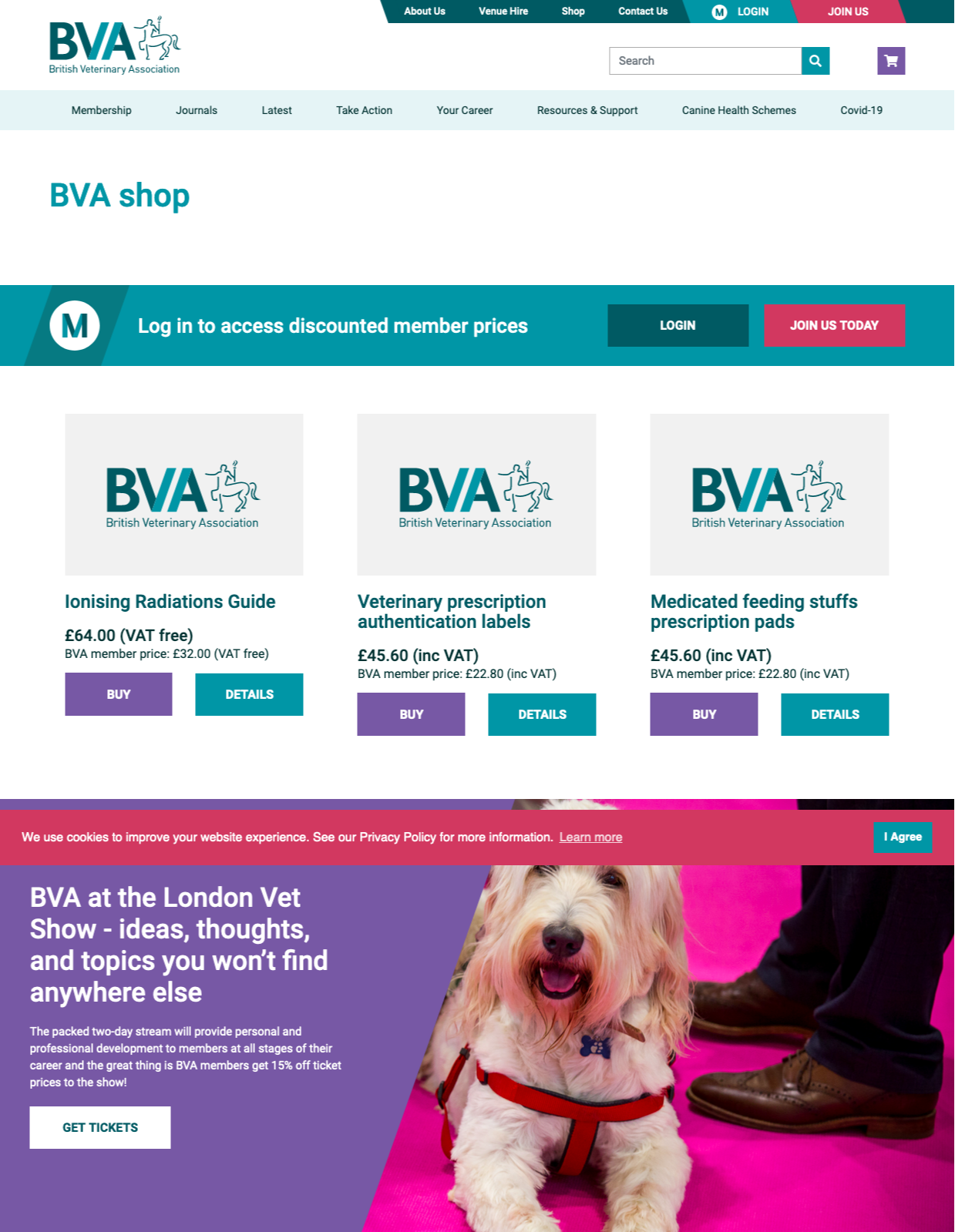 British Veterinarian Association ecommerce store London vet show