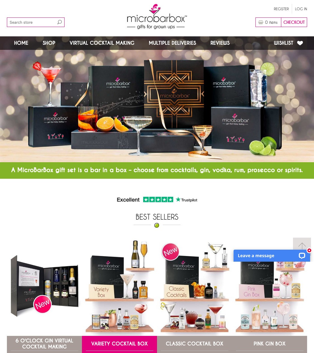 MicroBarBox cocktail and alcohol gift sets NopCommerce eCommerce