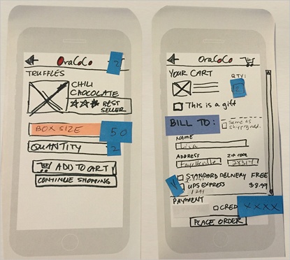 Paper prototype used in design and testing session